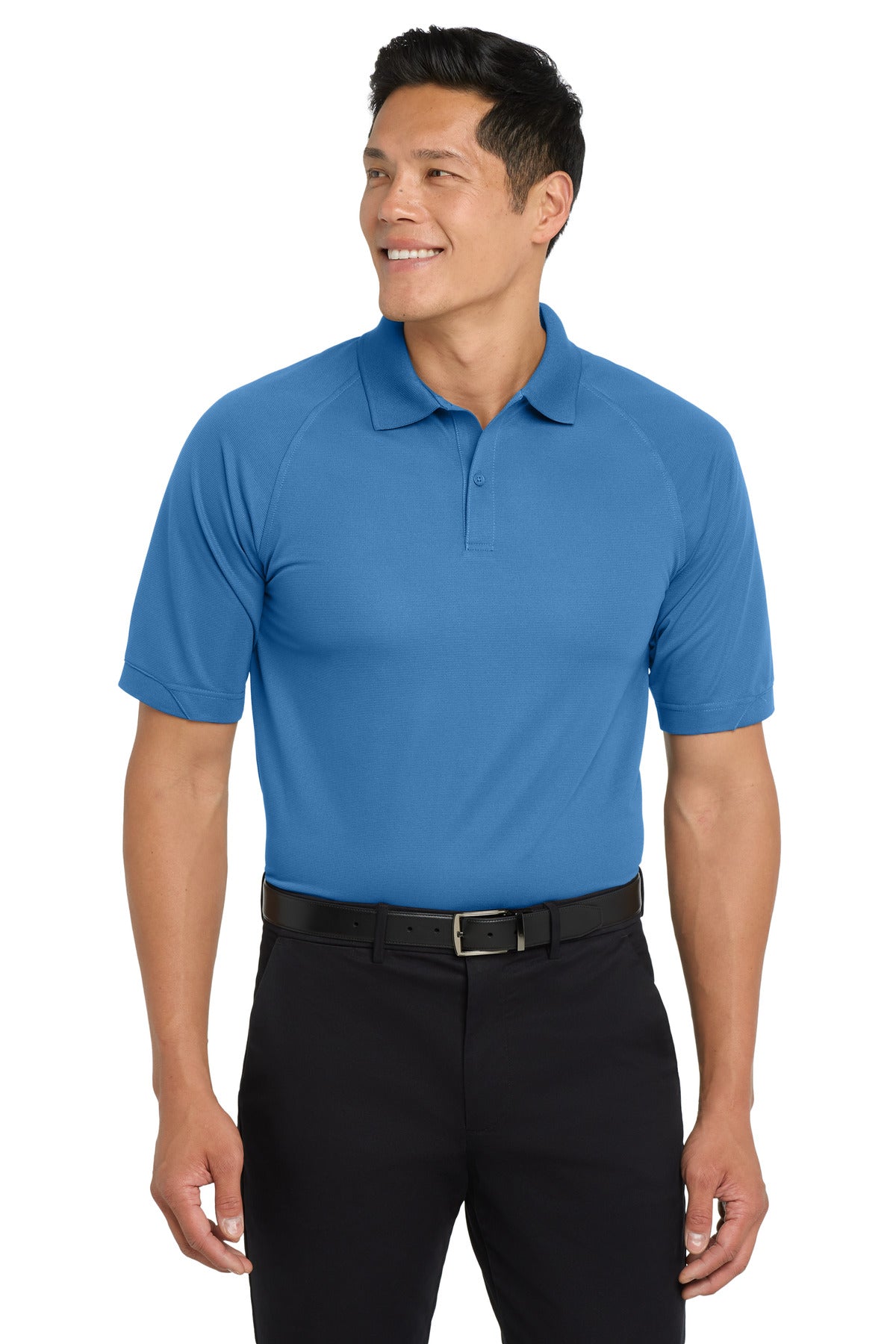 Front View of Blue Lake Port Authority Dry Zone Ottoman Polo. K525