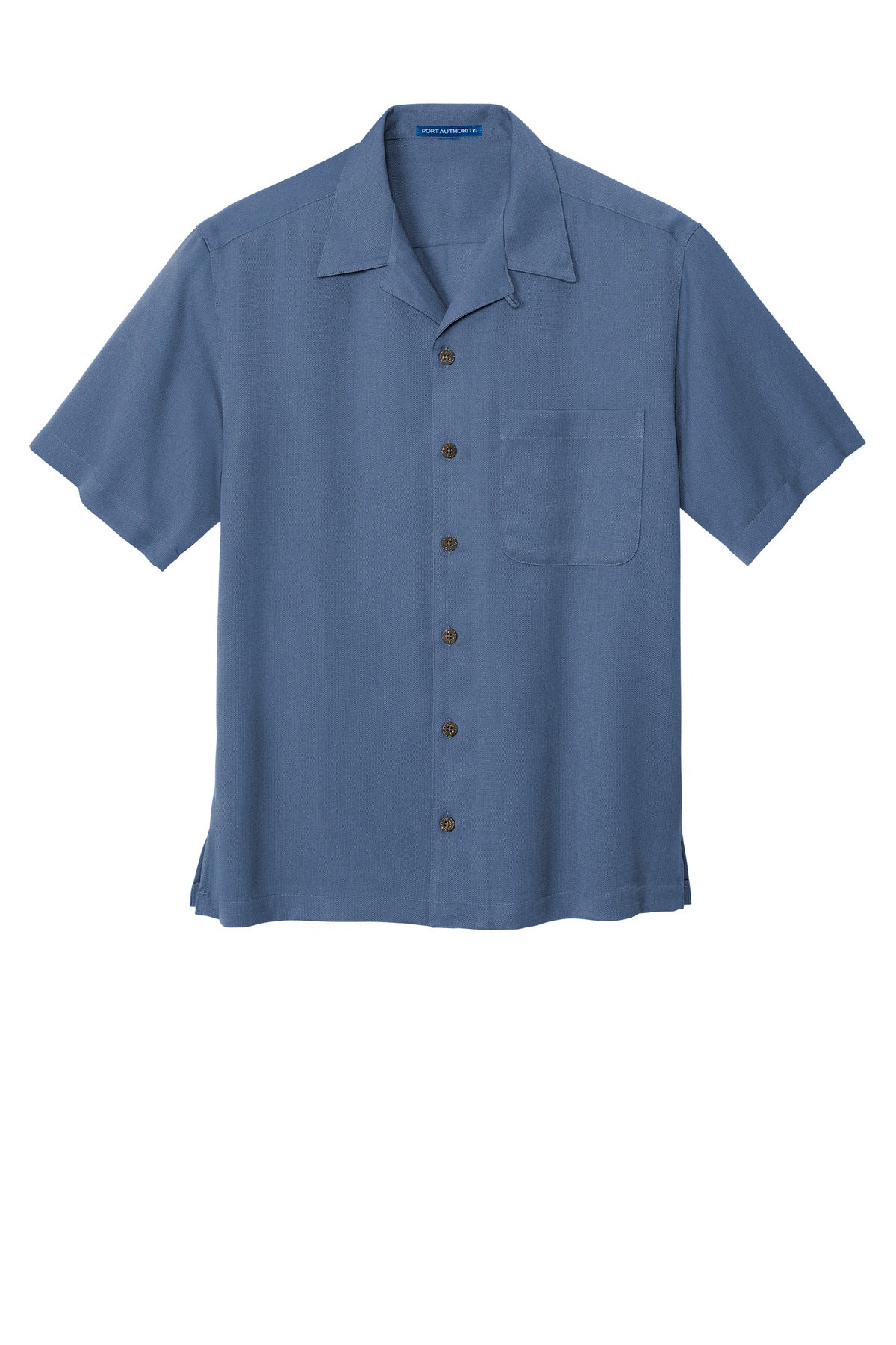 Front View of Blue Port Authority Easy Care Camp Shirt. S535