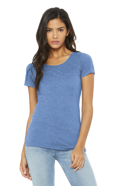 Front View of Blue TB BELLA+CANVAS Women's Triblend Short Sleeve Tee. BC8413