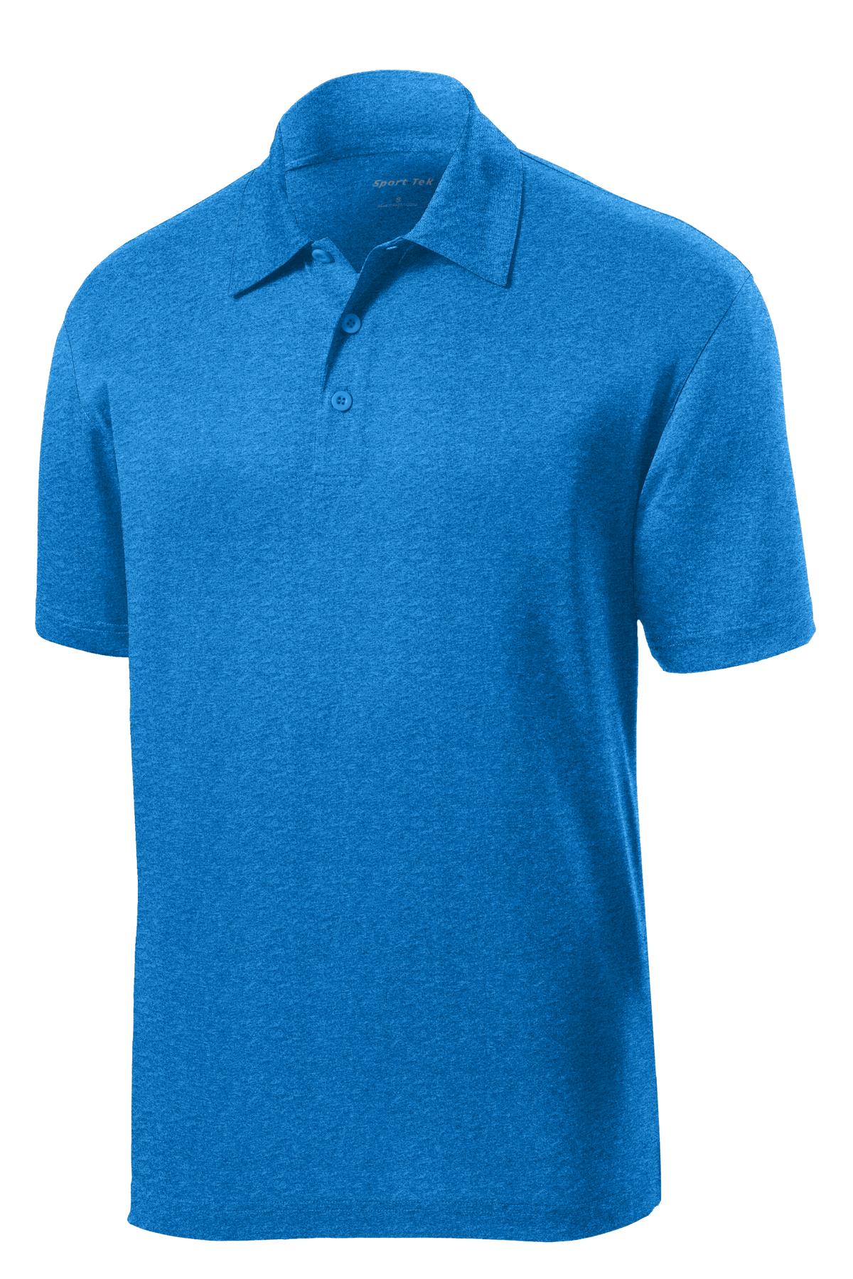 Front View of Blue Wake Hthr Sport-Tek Heather Contender Polo. ST660