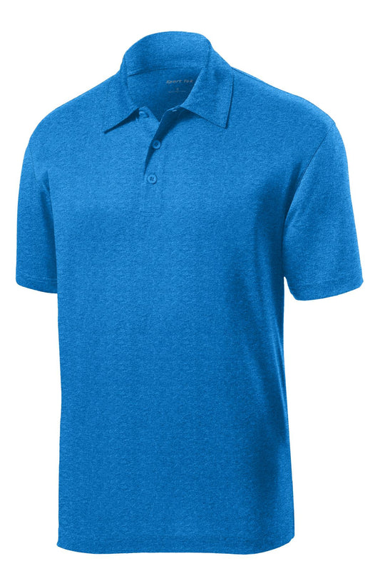 Front View of Blue Wake Hthr Sport-Tek Heather Contender Polo. ST660