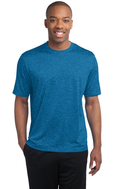 Front View of Blue Wake Hthr Sport-Tek Tall Heather Contender Tee. TST360