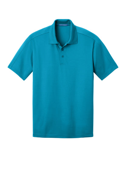 Front View of Blue Wake Port Authority Diamond Jacquard Polo. K569