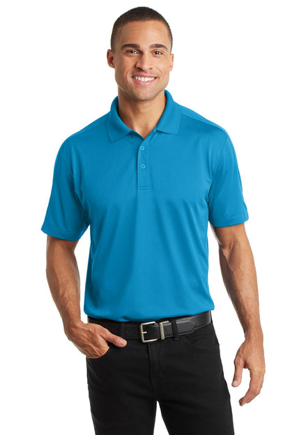 Front View of Blue Wake Port Authority Diamond Jacquard Polo. K569