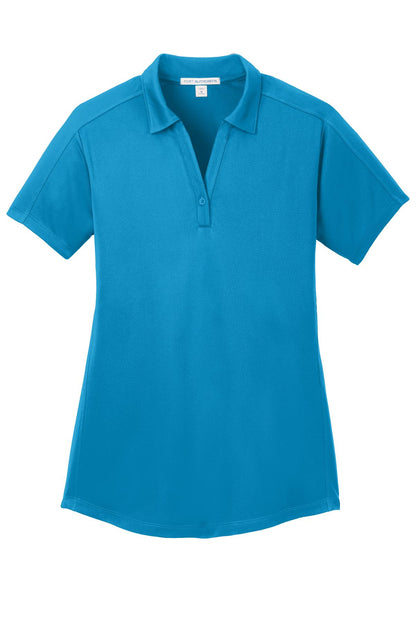 Front View of Blue Wake Port Authority Women's Diamond Jacquard Polo. L569