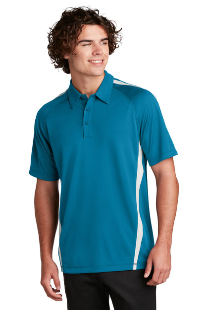 Front View of Blue Wake/Wht Sport-Tek PosiCharge Micro-Mesh Colorblock Polo. ST685