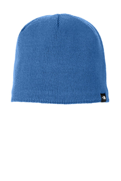 Front View of Blue Wing The North Face Mountain Beanie. NF0A4VUB