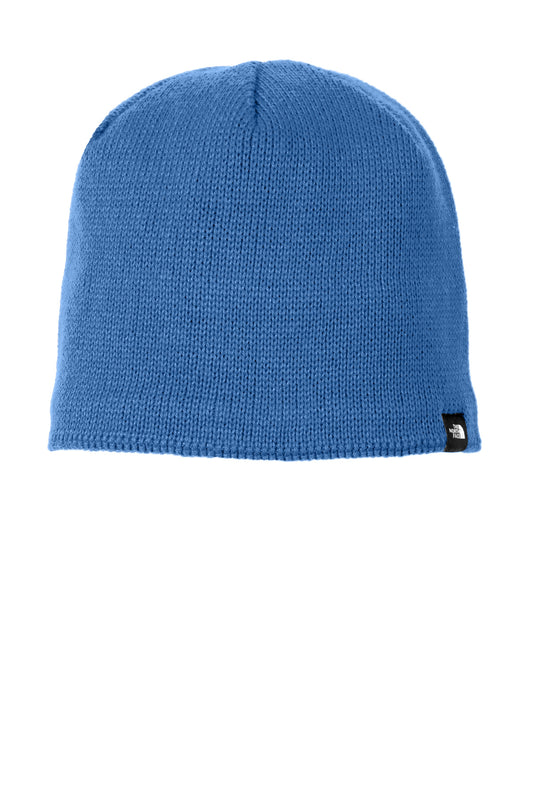 Front View of Blue Wing The North Face Mountain Beanie. NF0A4VUB