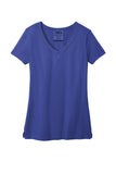 Front View of BlueIris Port & Company Women's Beach Wash Garment-Dyed V-Neck Tee LPC099V