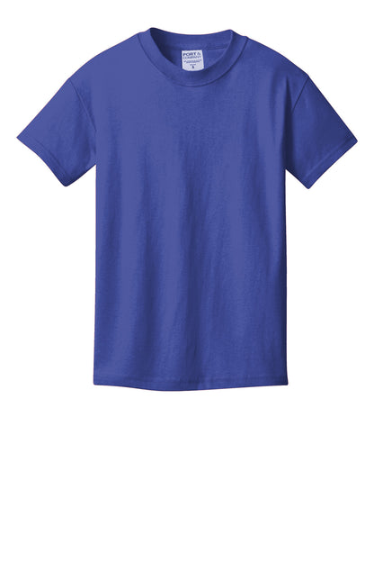 Front View of BlueIris Port & Company Youth Beach Wash Garment-Dyed Tee. PC099Y