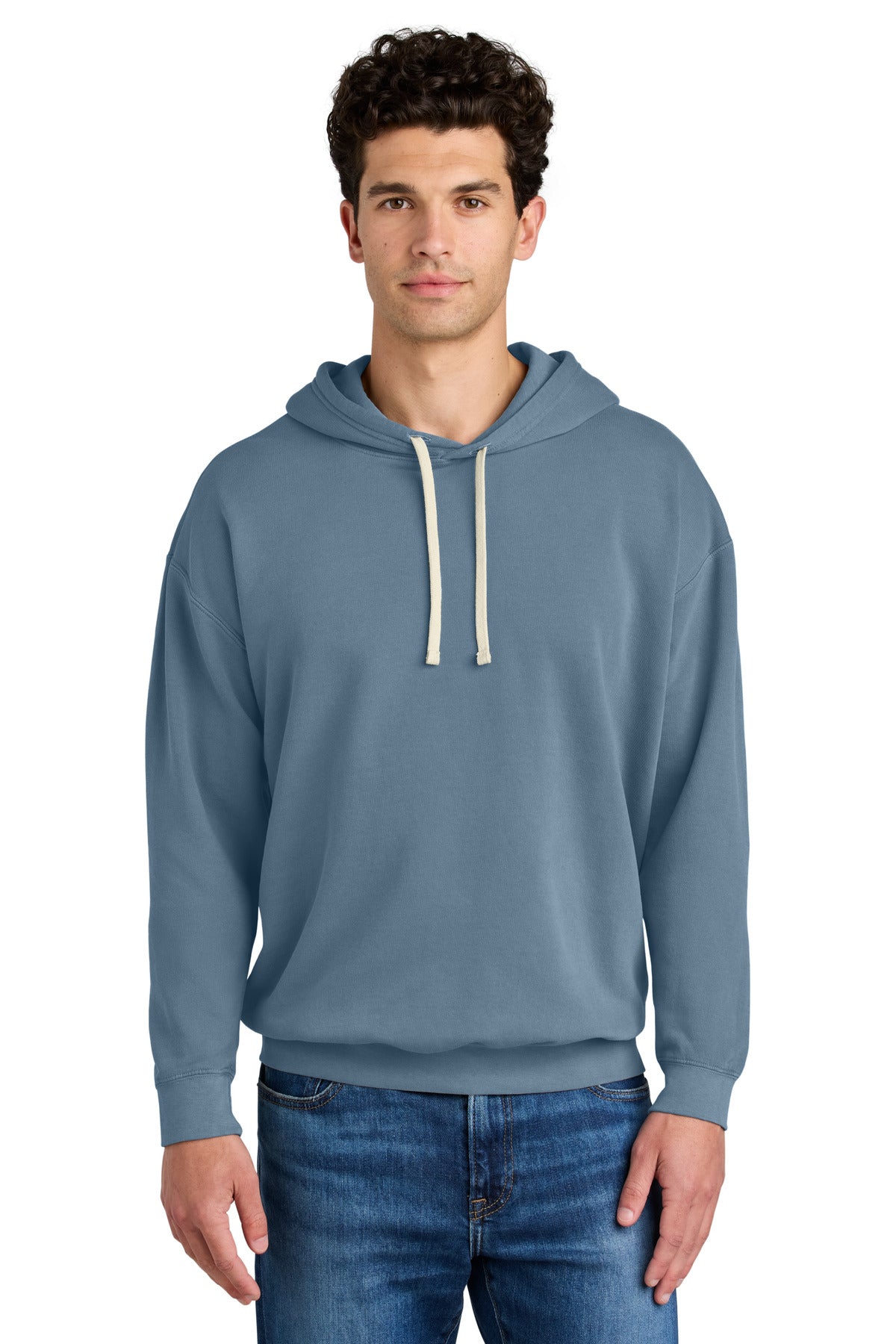 Front View of BlueJean Comfort Colors Lightweight Hooded Sweatshirt 1467