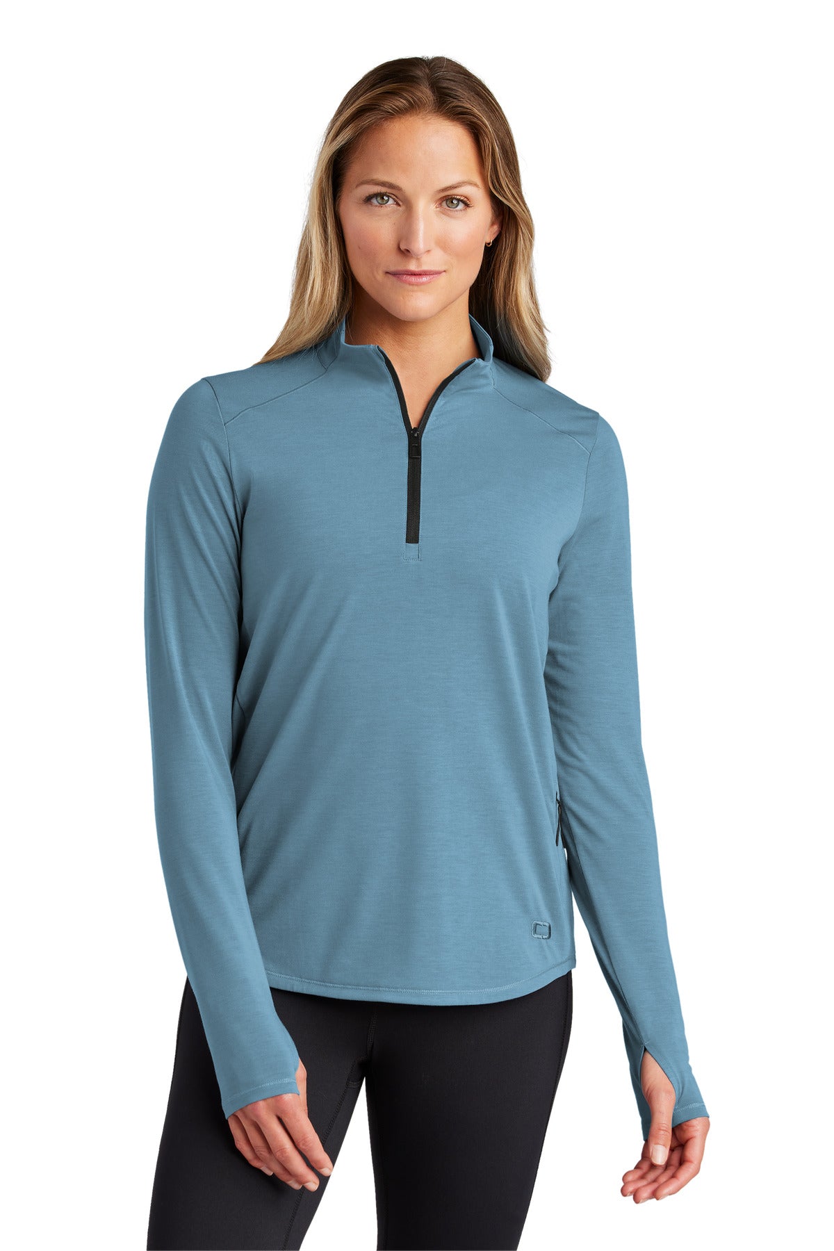 Front View of BlueMist OGIO Women's Motion 1/4-Zip LOG153