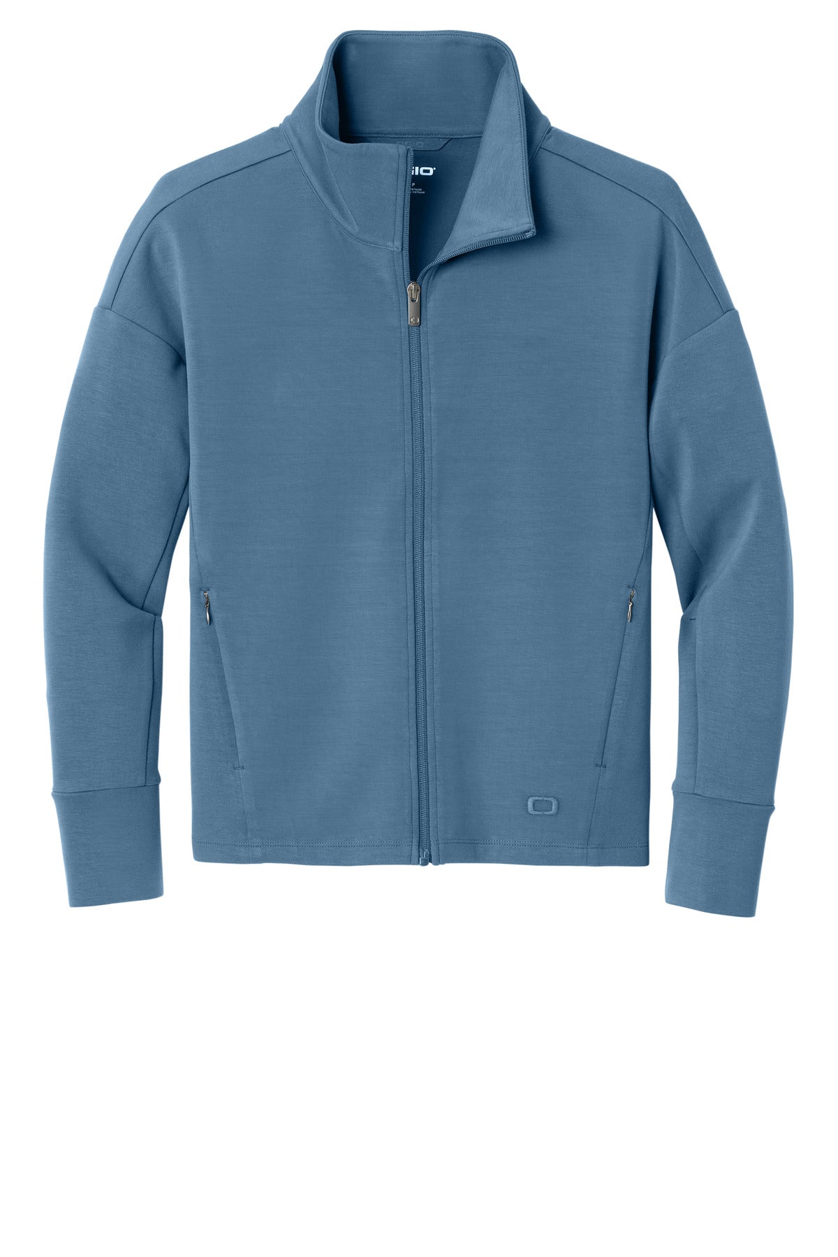 Front View of BlueMist OGIO Women's Transcend Full-Zip LOG860