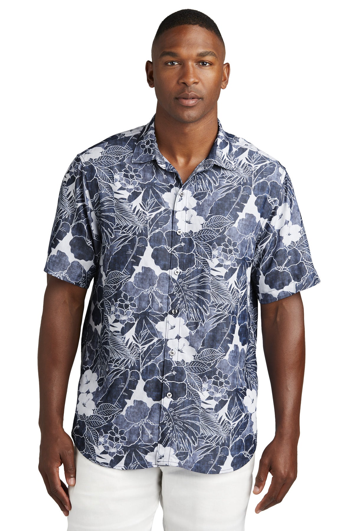 Front View of BlueNote Tommy Bahama Coconut Point Playa Flora Short Sleeve Shirt ST325929TB