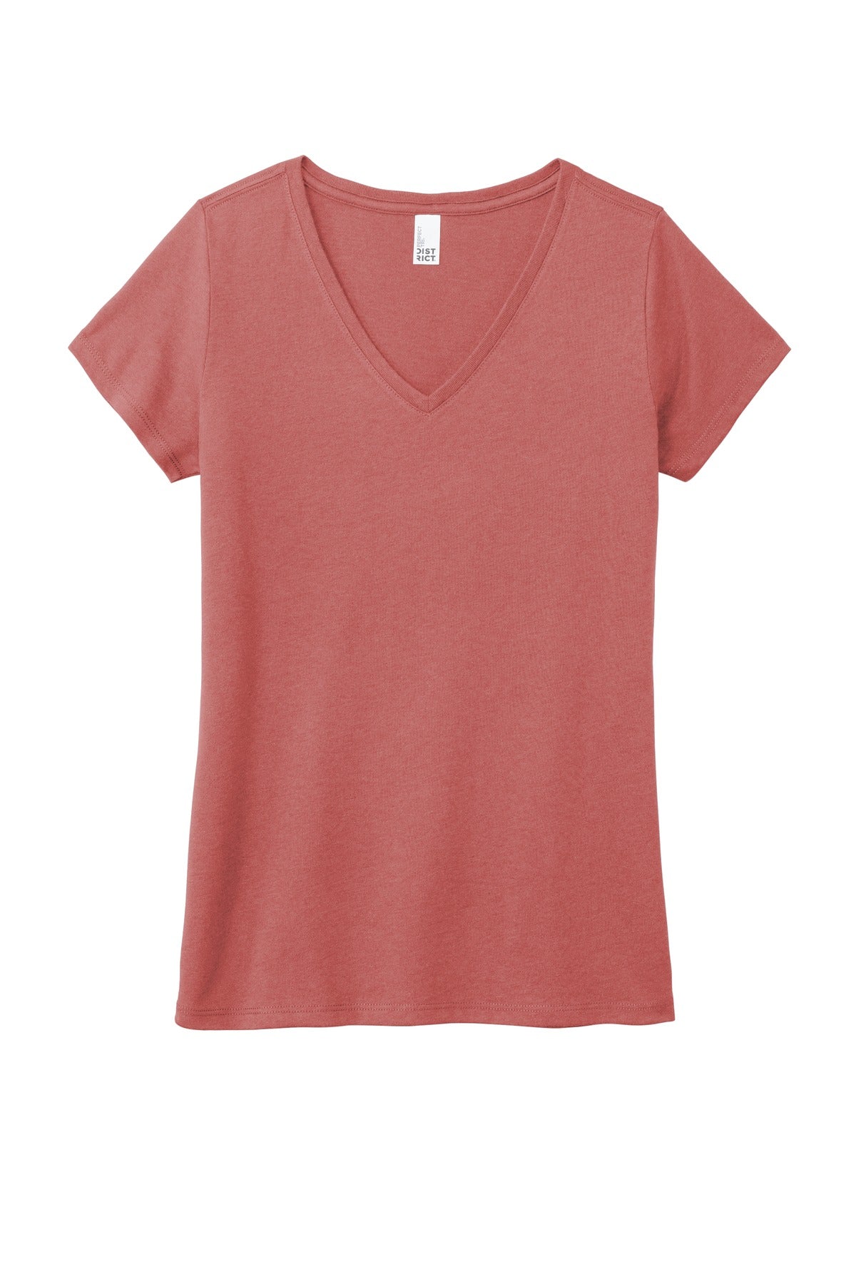 Front View of Blush Frost District Women's Perfect Tri V-Neck Tee. DM1350L
