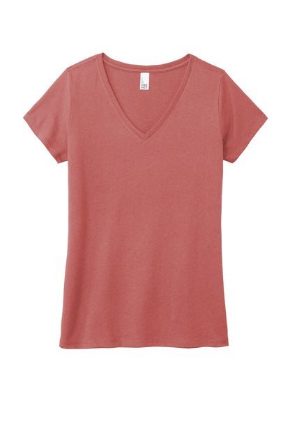 Front View of Blush Frost District Women's Perfect Tri V-Neck Tee. DM1350L