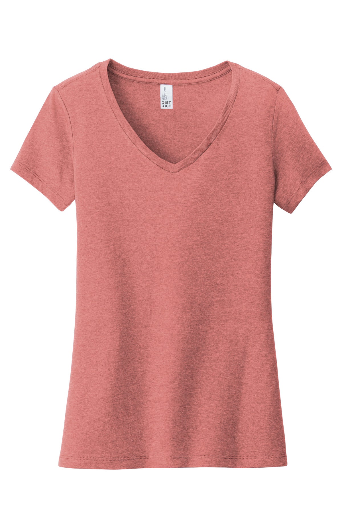 Front View of Blush Frost District Women's Very Important Tee V-Neck. DT6503