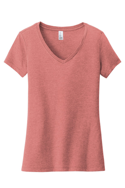 Front View of Blush Frost District Women's Very Important Tee V-Neck. DT6503