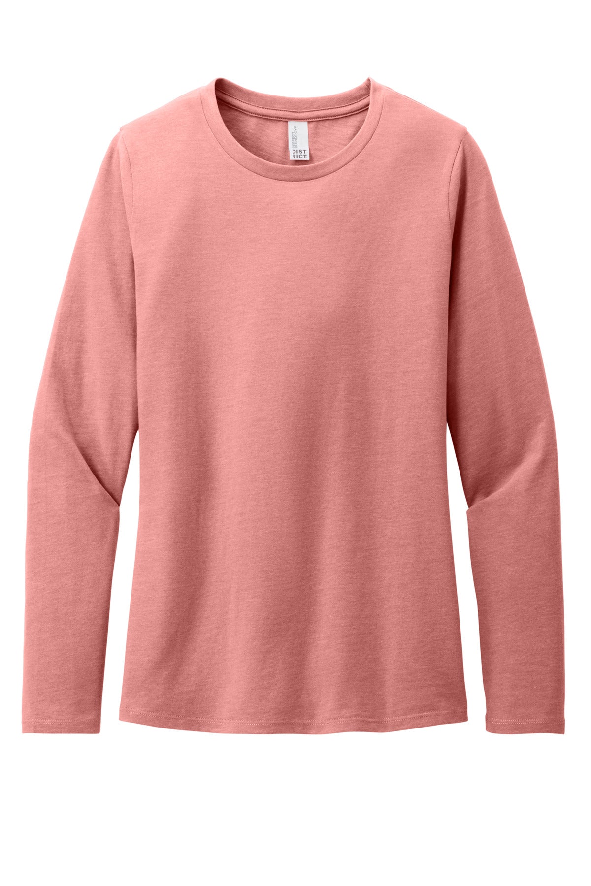 Front View of BlustFrost District Women's Perfect Blend CVC Long Sleeve Tee DT110