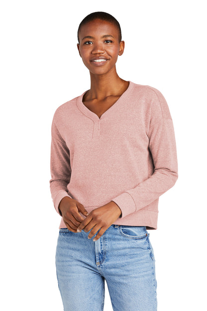 Front View of BlustFrost District Women's Perfect Tri Fleece V-Neck Sweatshirt DT1312
