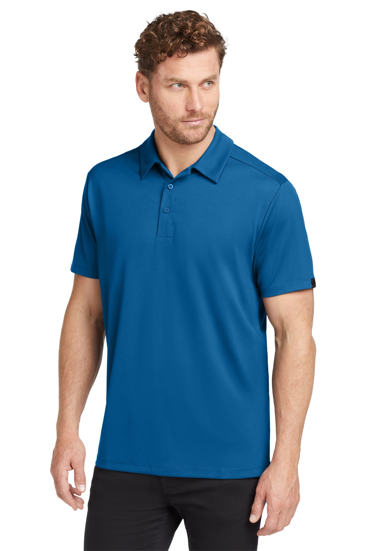 Front View of Bolt Blue OGIO Framework Polo. OG125