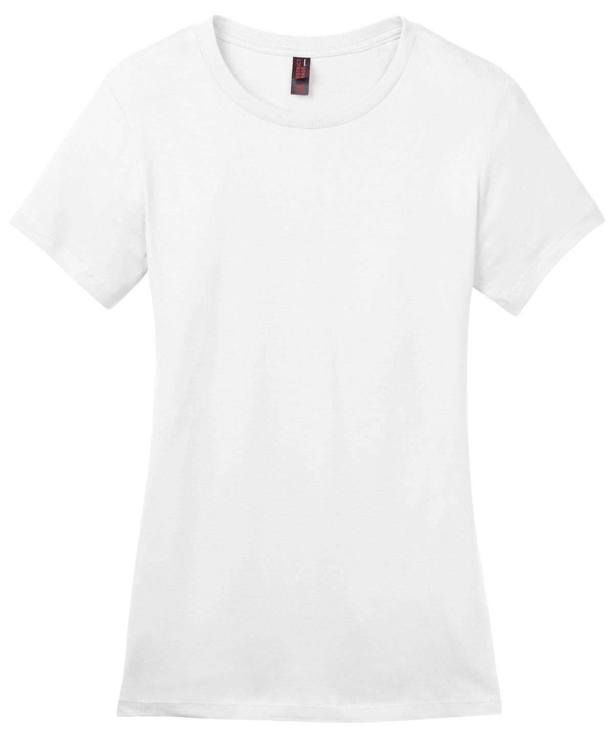 Front View of Bright White District Women's Perfect Weight Tee. DM104L