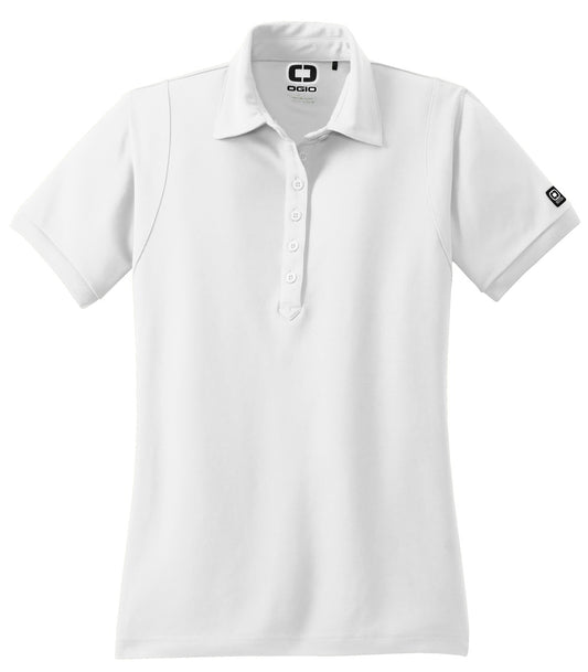 Front View of Bright White OGIO - Jewel Polo. LOG101