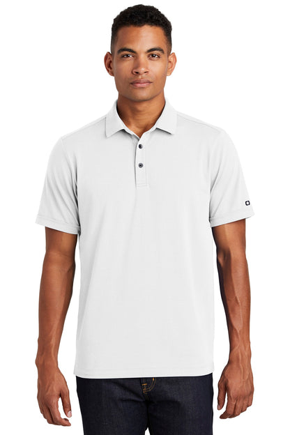 Front View of Bright White OGIO Limit Polo. OG138