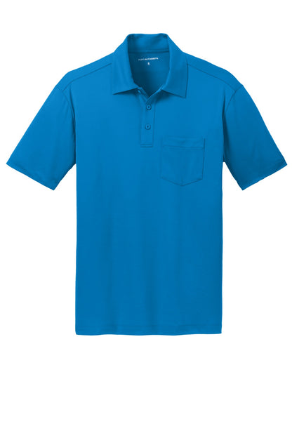 Front View of Brilliant Blue Port Authority Silk Touch Performance Pocket Polo. K540P