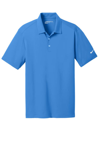 Front View of Brisk Blue Nike Dri-FIT Vertical Mesh Polo. 637167