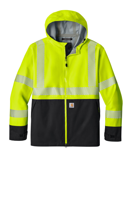 Front View of BriteLime Carhartt ANSI 107 Class 3 Storm Defender Jacket CT106693