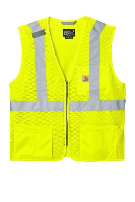Front View of BriteLime Carhartt ANSI Class 2 Mesh Zip-Front Vest CT106171