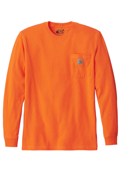 Front View of BriteOrng Carhartt Workwear Pocket Long Sleeve T-Shirt. CTK126