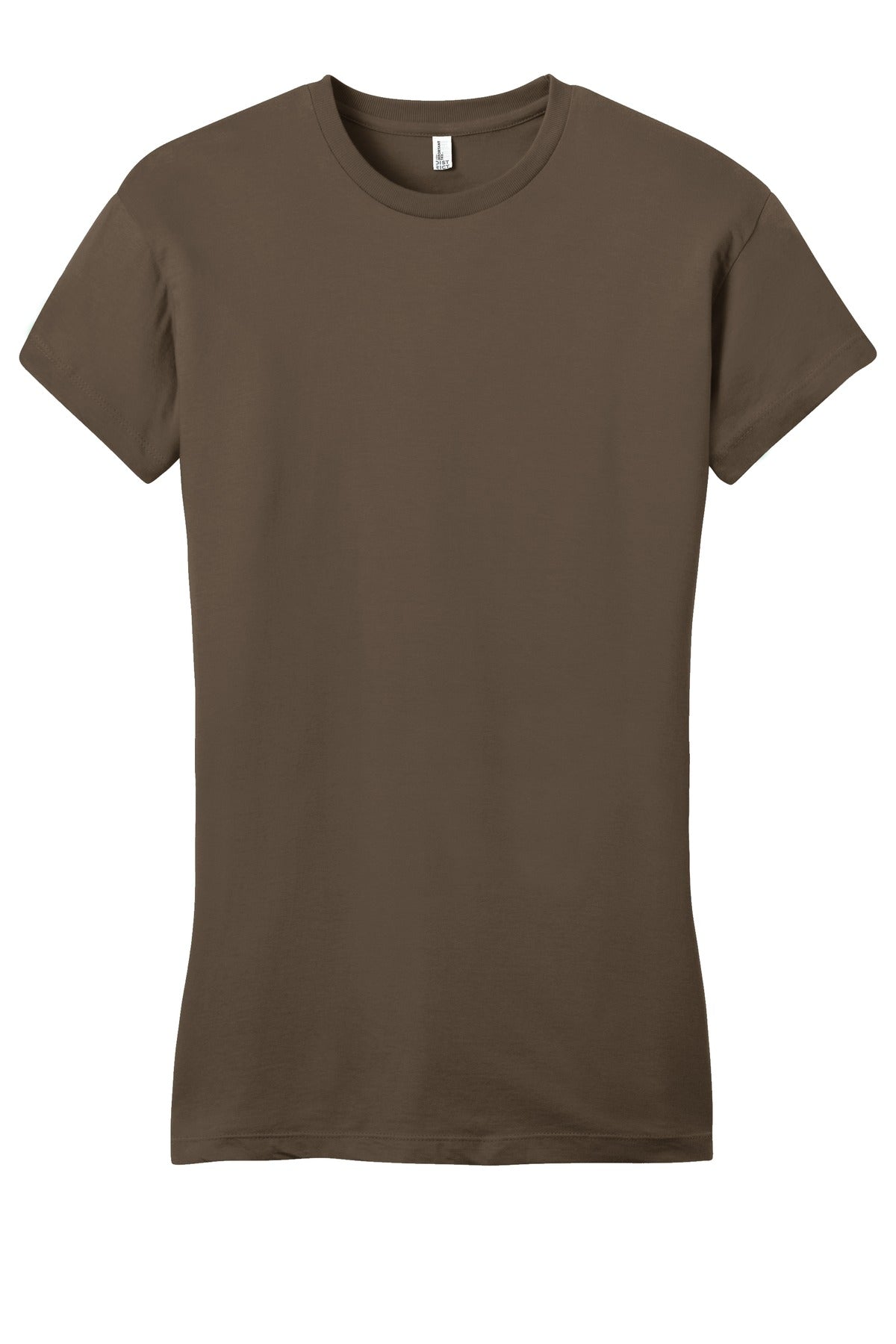 Front View of Brown District Women's Fitted Very Important Tee . DT6001