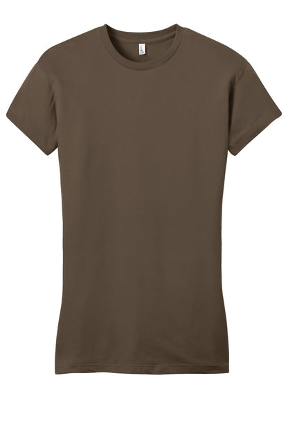 Front View of Brown District Women's Fitted Very Important Tee . DT6001