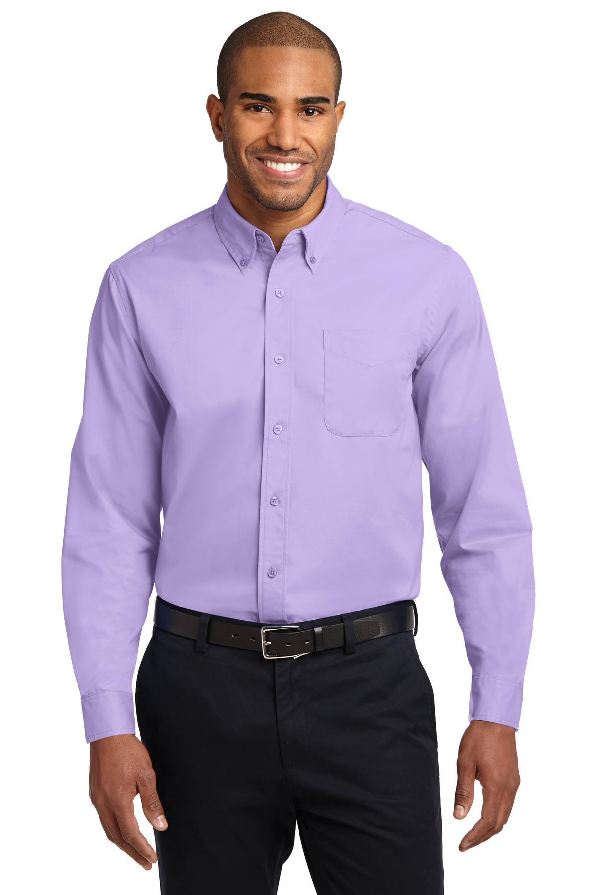 Front View of Brt Lavender Port Authority Extended Size Long Sleeve Easy Care Shirt S608ES