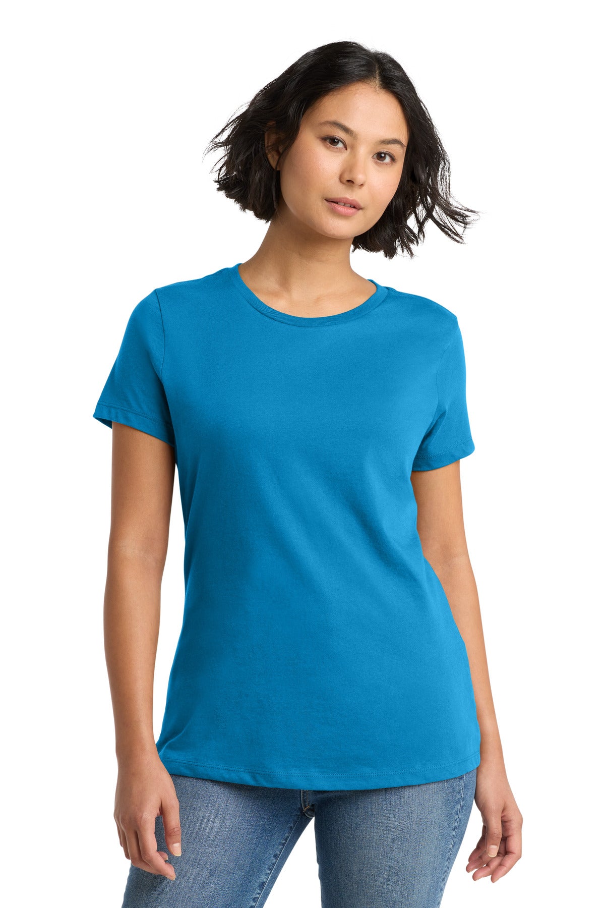 Front View of Brt Turquoise District Women's Perfect Weight Tee. DM104L