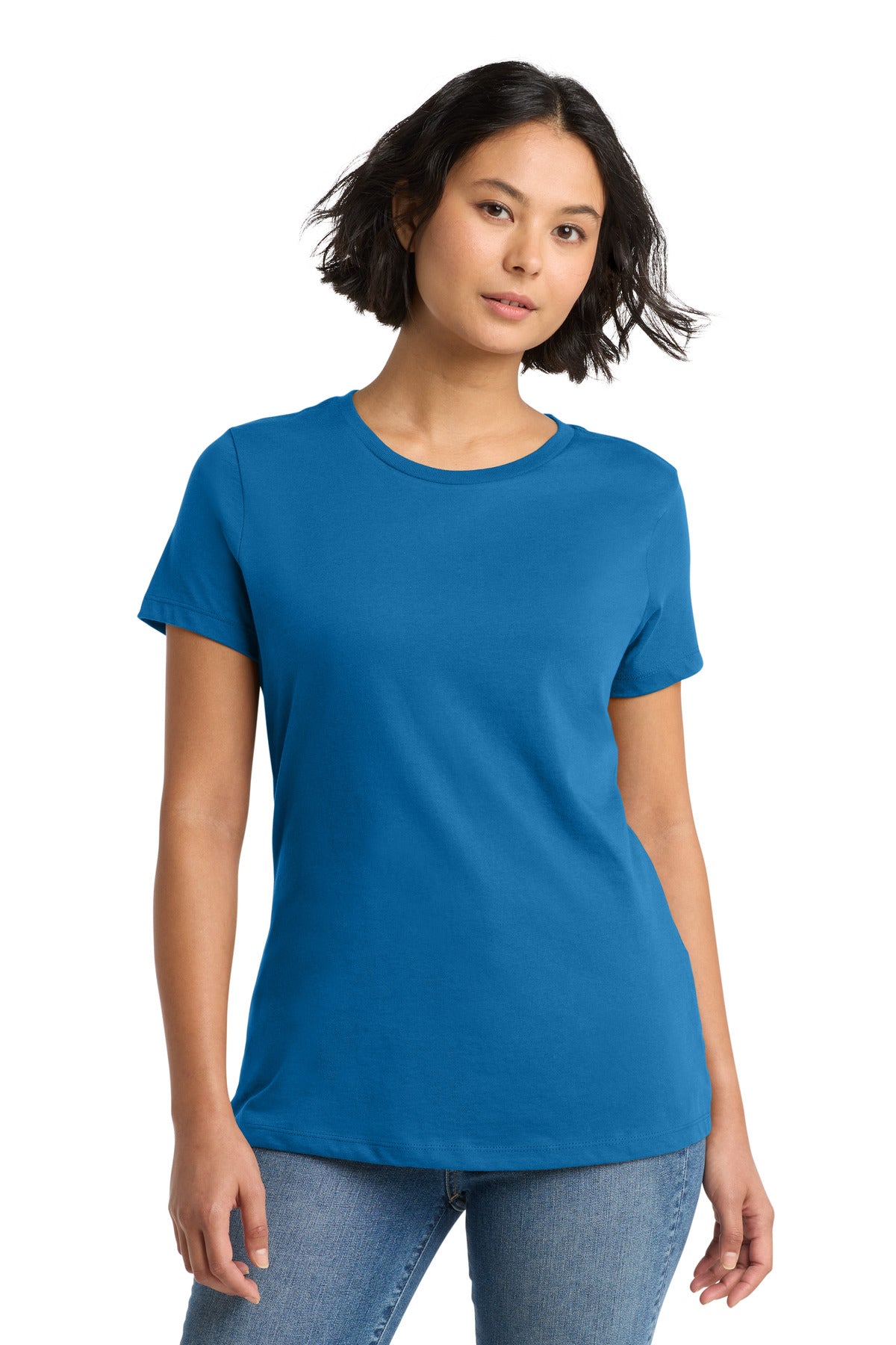 Front View of BrtBlue District Women's Perfect Weight Tee. DM104L