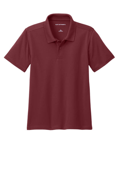 Front View of Burgundy Port Authority Youth Dry Zone UV Micro-Mesh Polo Y110