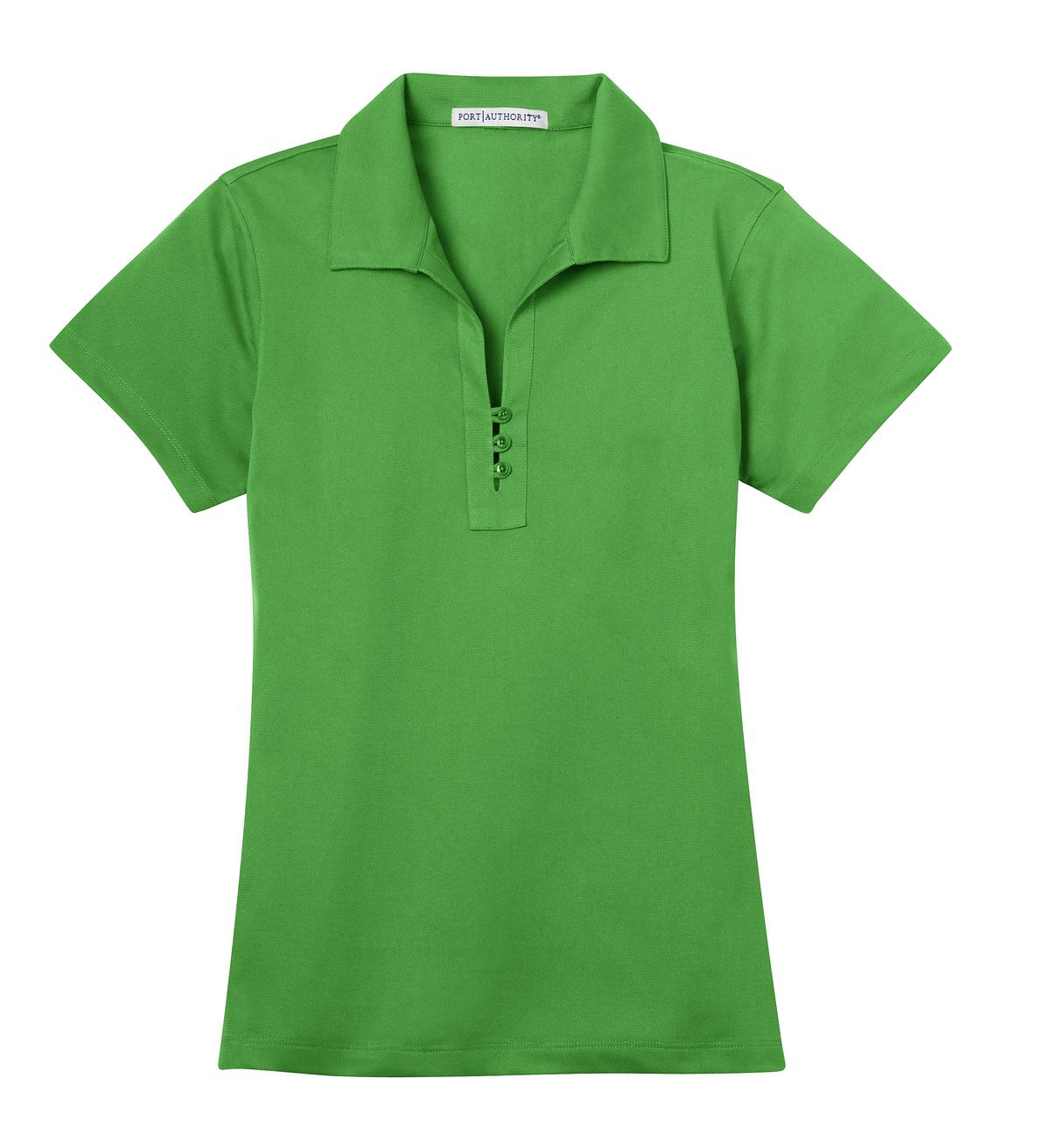 Front View of Cactus Green Port Authority Women's Tech Pique Polo. L527