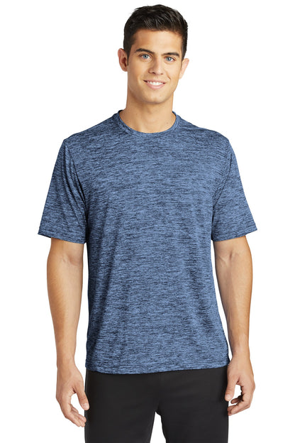 Front View of Car Bl-Tr Ny E Sport-Tek PosiCharge Electric Heather Tee. ST390