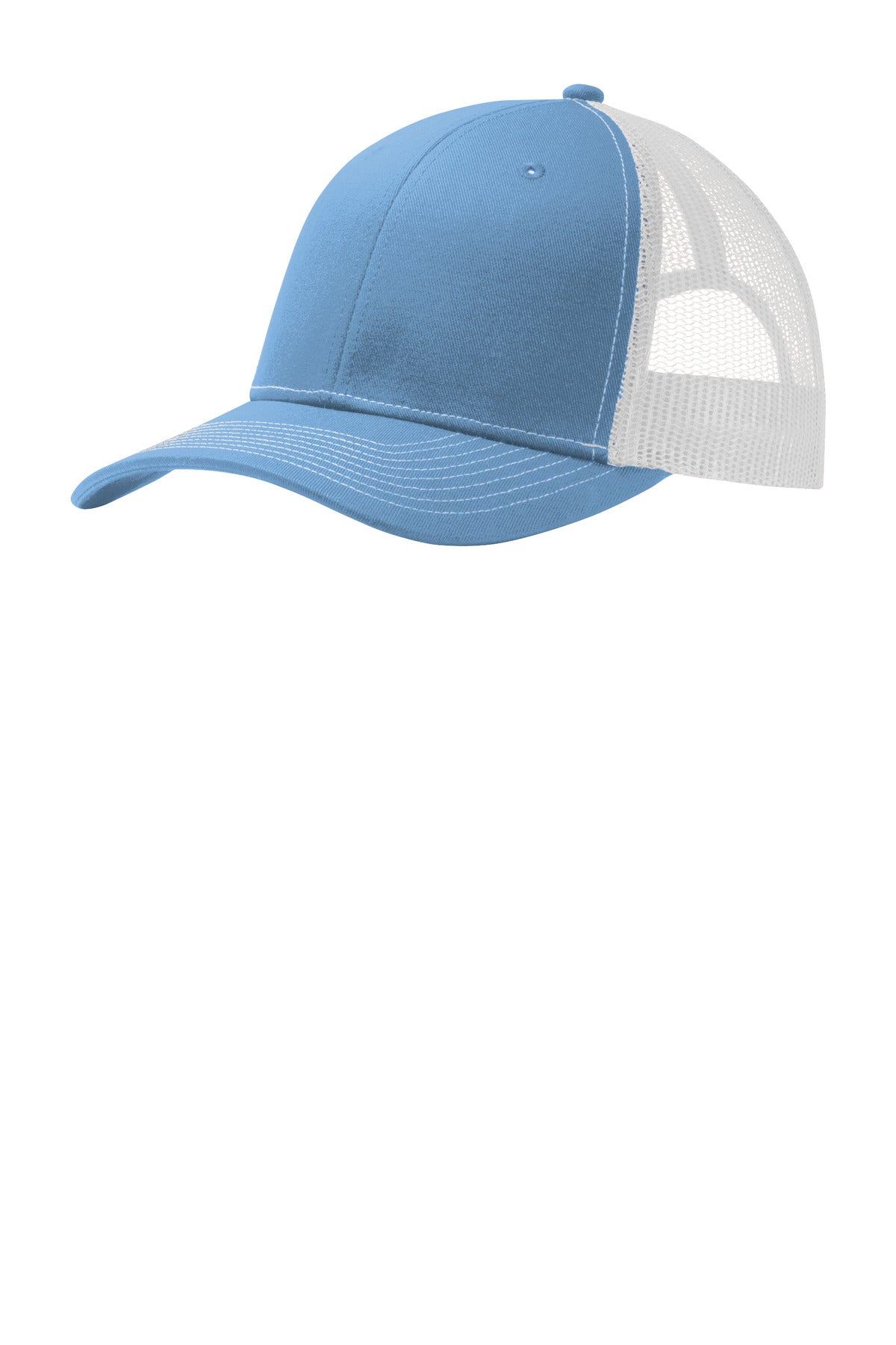 Front View of CarBl/Wht Port Authority Snapback Trucker Cap. C112