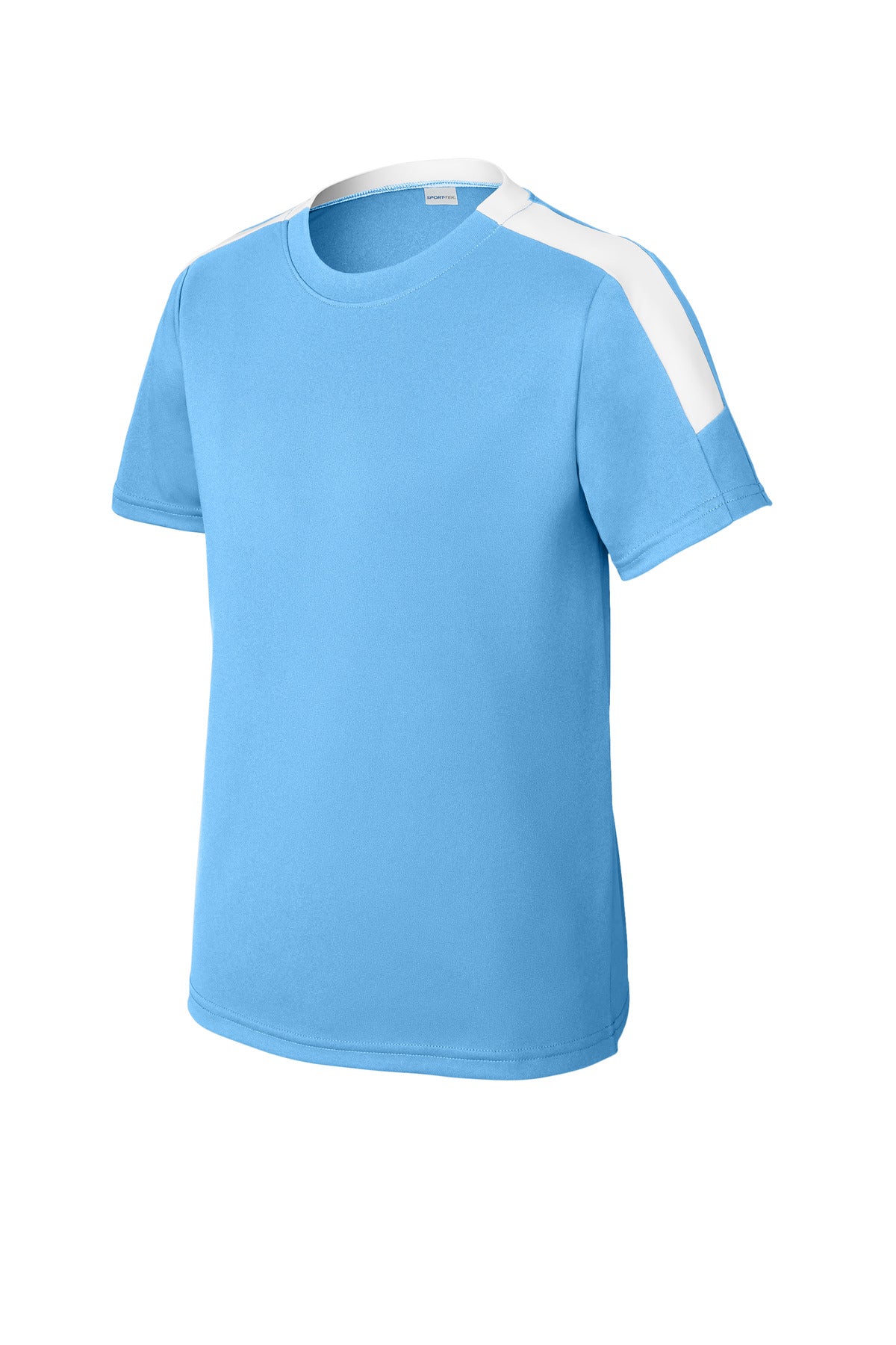 Front View of CarBl/Wht Sport-Tek Youth Competitor United Crew YST100