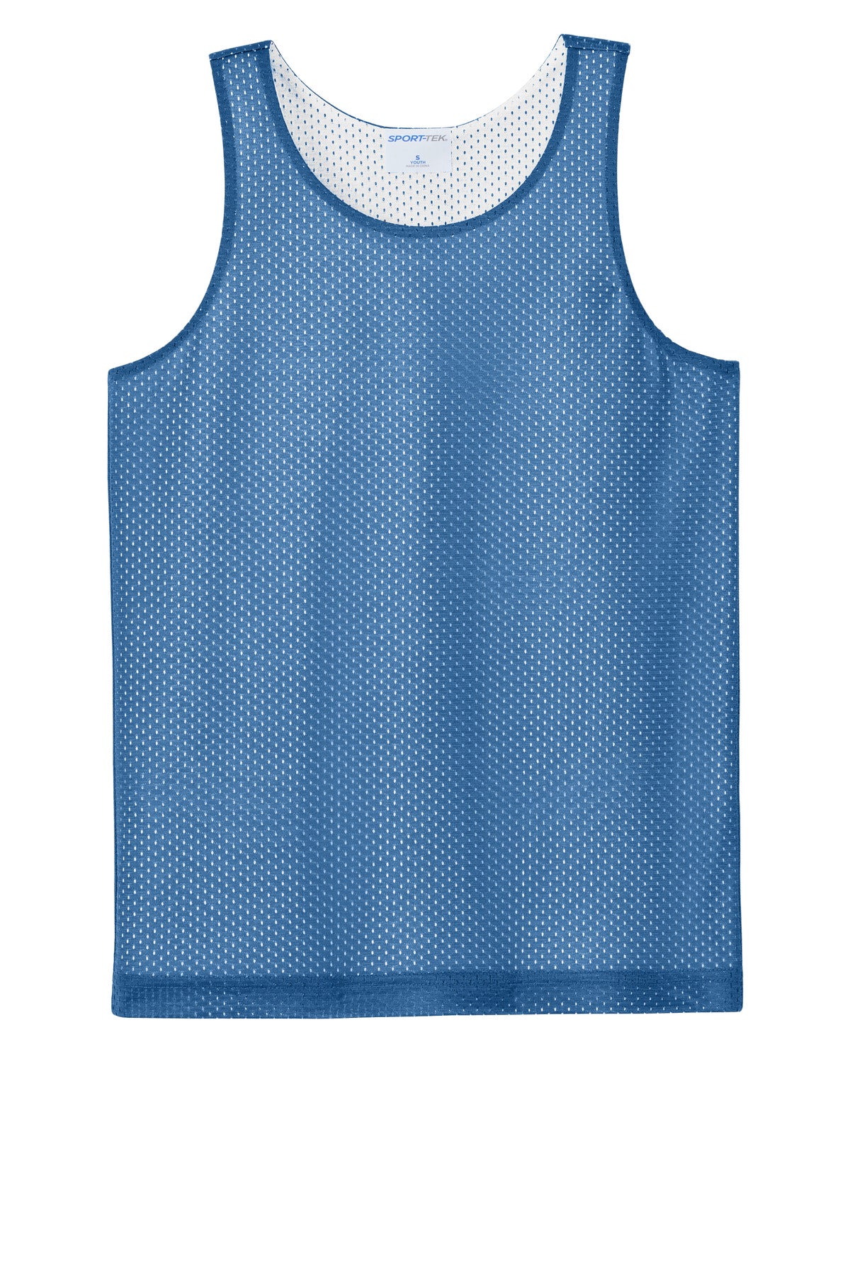 Front View of CarBl/Wht Sport-Tek Youth PosiCharge Reversible Mesh Tank YST5000