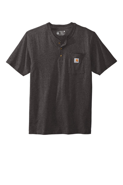 Front View of Carbon Heather Carhartt Short Sleeve Henley T-Shirt CTK84