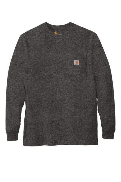 Front View of Carbon Heather Carhartt Workwear Pocket Long Sleeve T-Shirt. CTK126