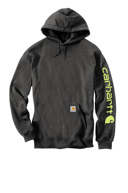 Front View of CarbonHthr Carhartt Midweight Hooded Logo Sweatshirt CTK288