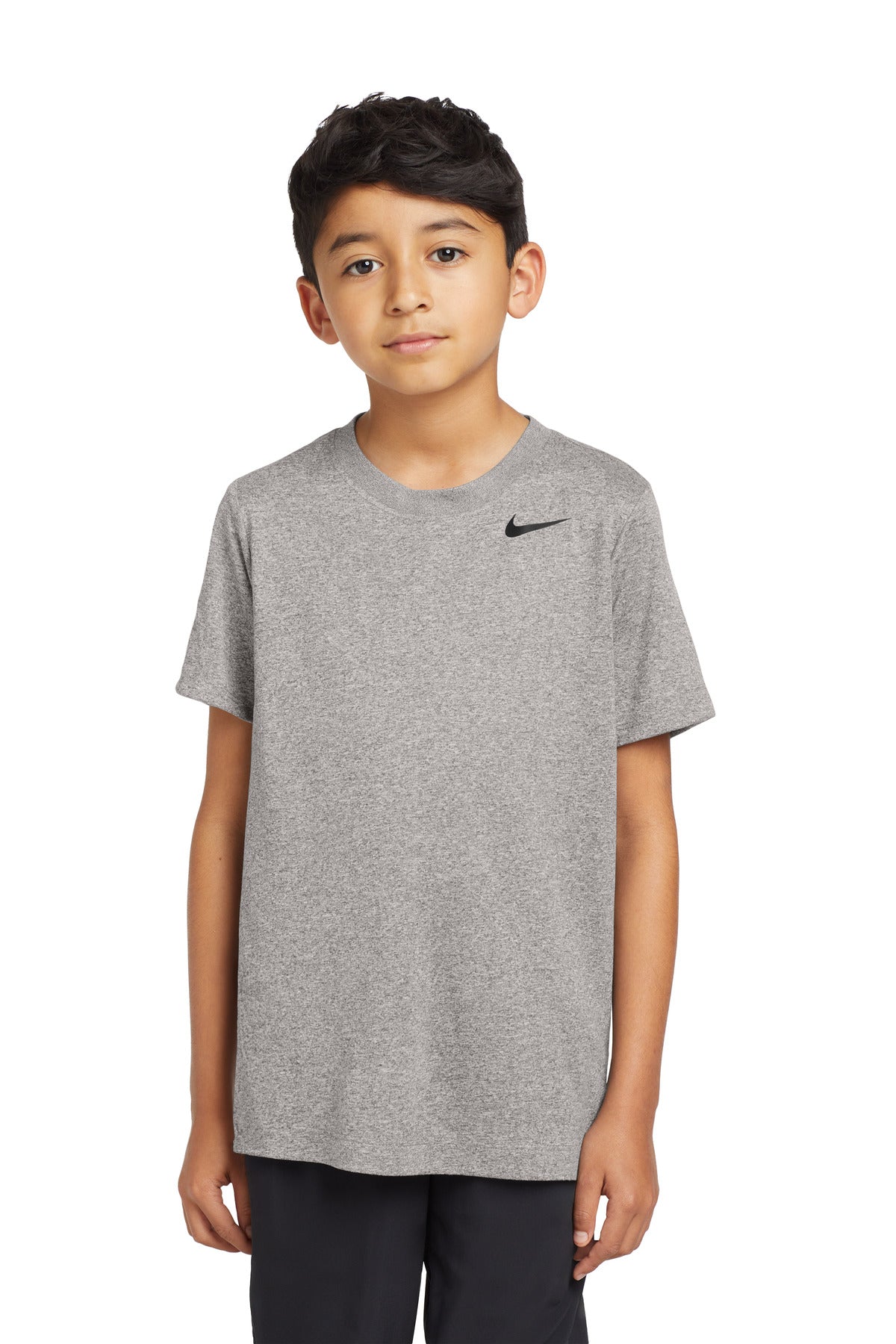 Front View of CarbonHthr Nike Youth Team rLegend Tee DV7317