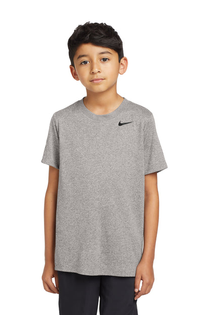 Front View of CarbonHthr Nike Youth Team rLegend Tee DV7317