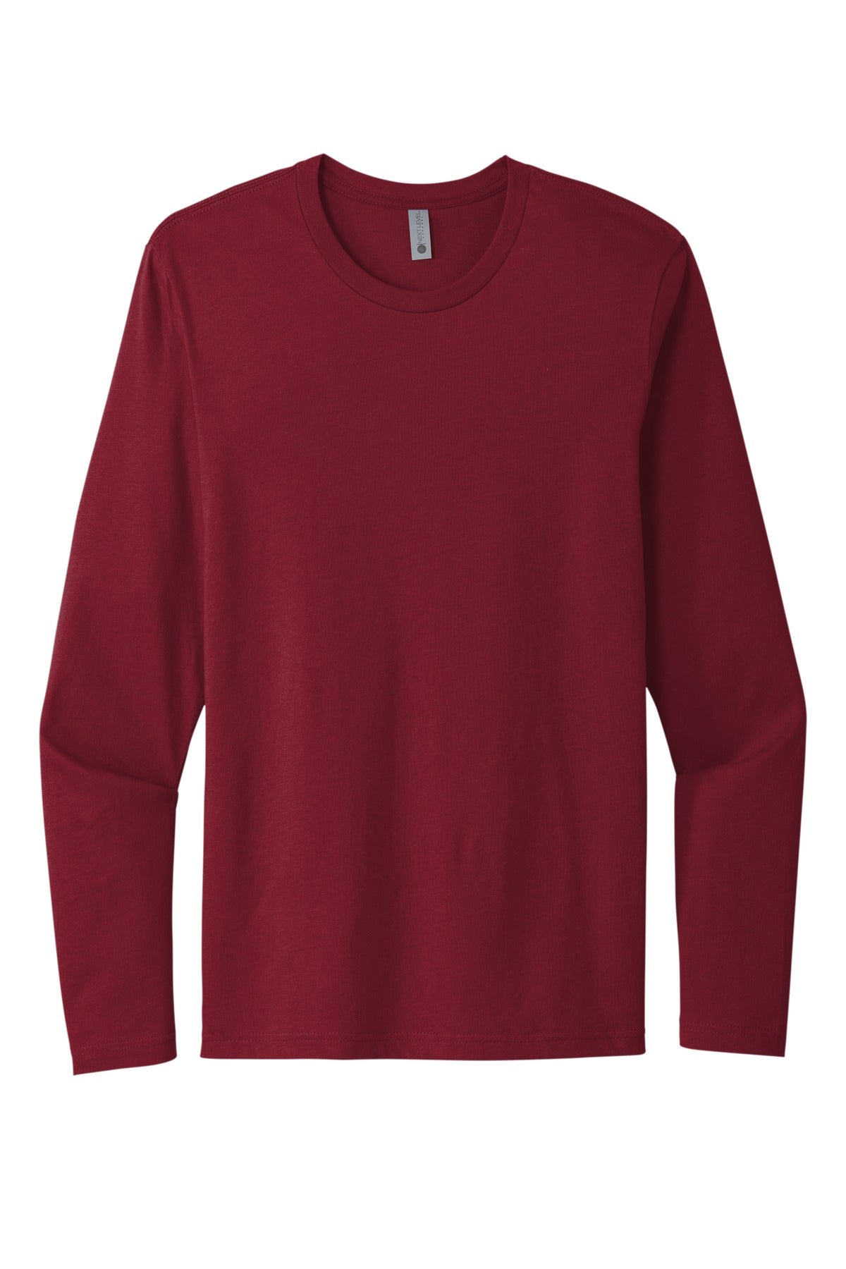 Front View of Cardinal Next Level Apparel Cotton Long Sleeve Tee. NL3601